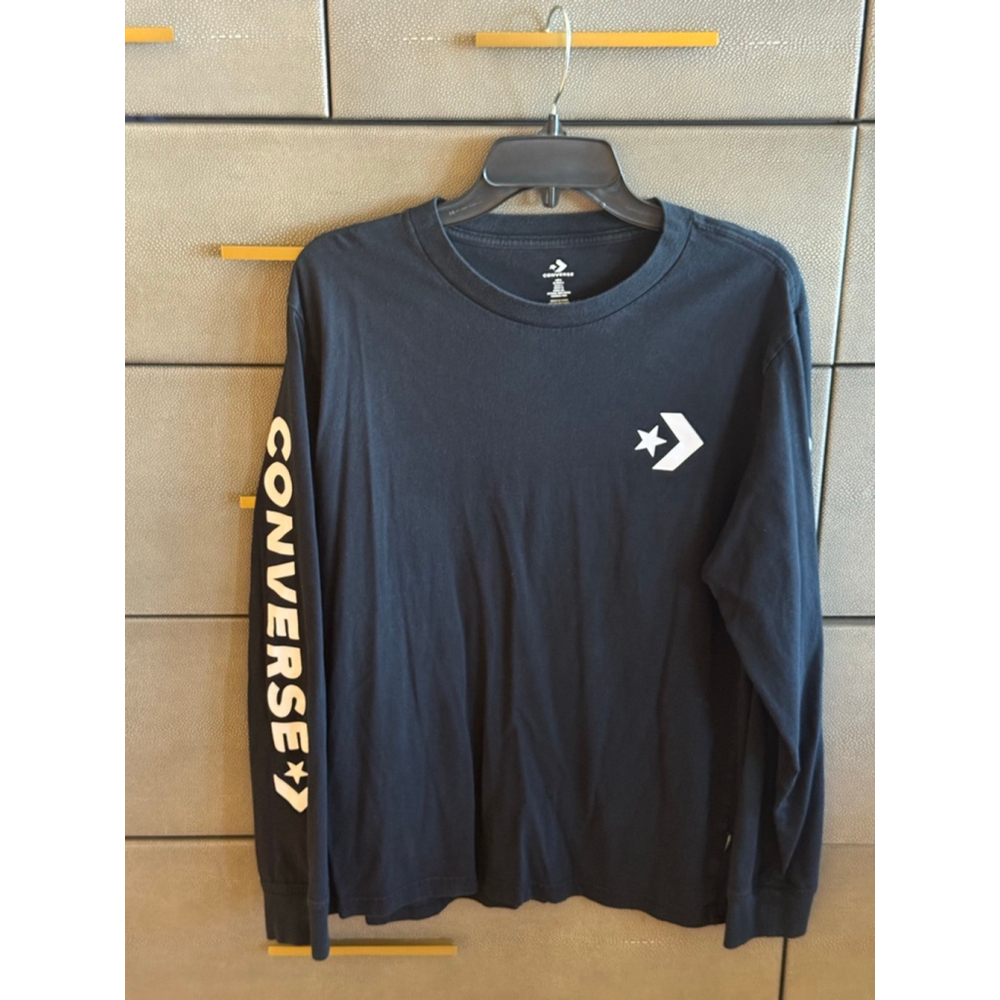 Converse Mens Large Black White Long Sleeve T-Shirt